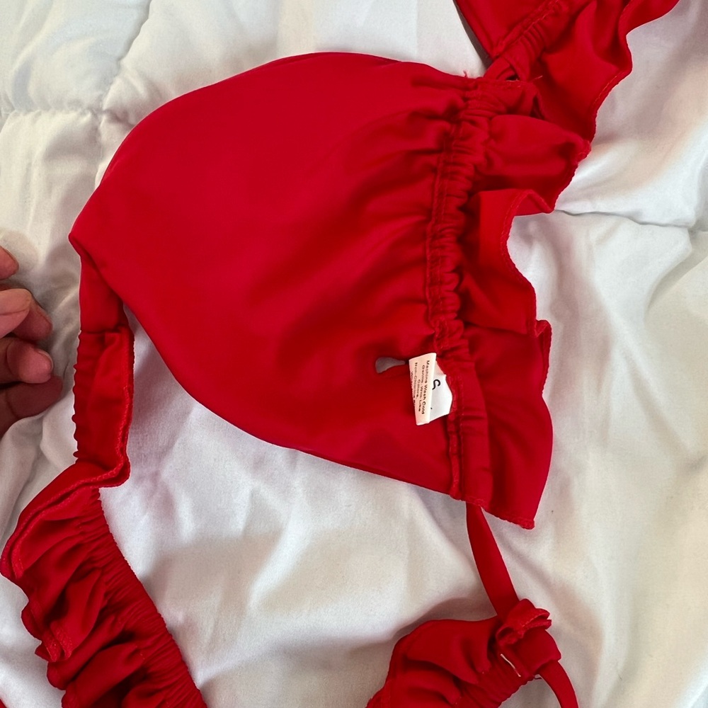 Red Ruffled Bikini Top - Picture 6 of 9